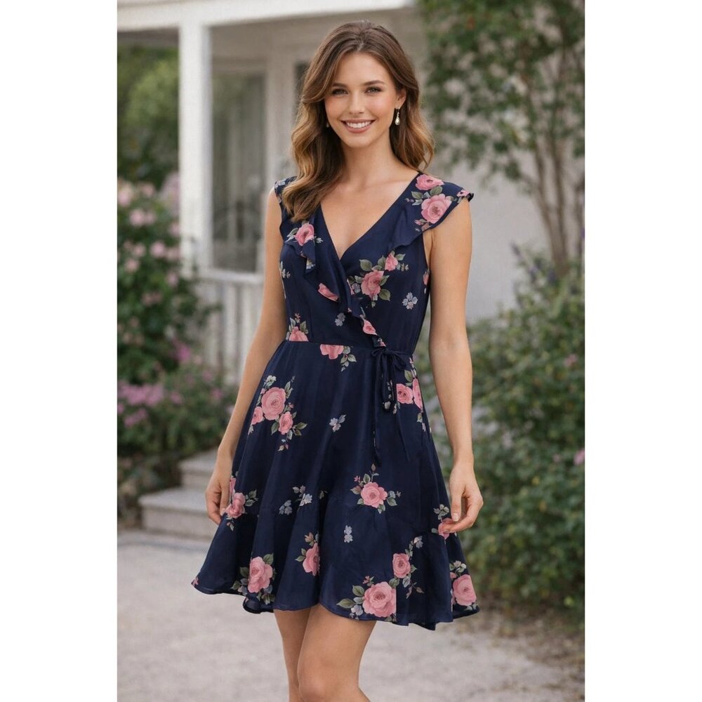 Altar'd State Navy Blue Floral Dress size Small NEW